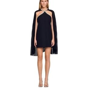Raphael Embellished Mini Cape Dress